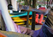 katharina grosse sculpts colorful terrain in brooklyn