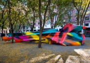 katharina grosse sculpts colorful terrain in brooklyn