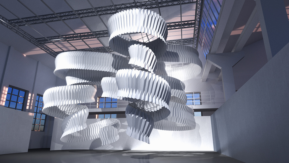 kengo kuma's breath/ng sculpture absorbs 90,000 cars worth of pollution