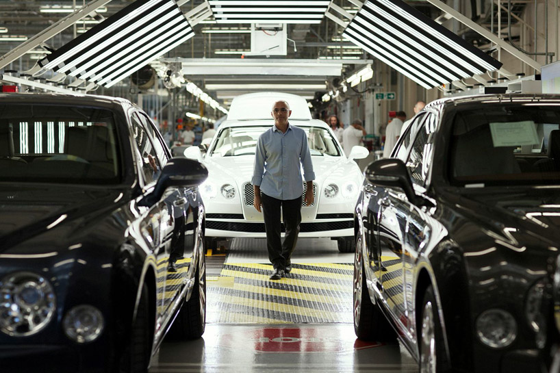 massimo uberti sculpts with neon light for bentley elements