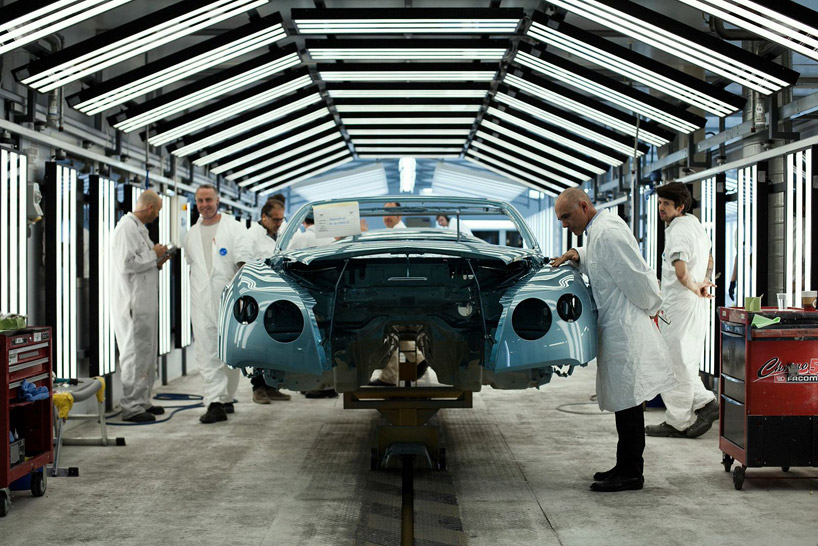 massimo uberti sculpts with neon light for bentley elements