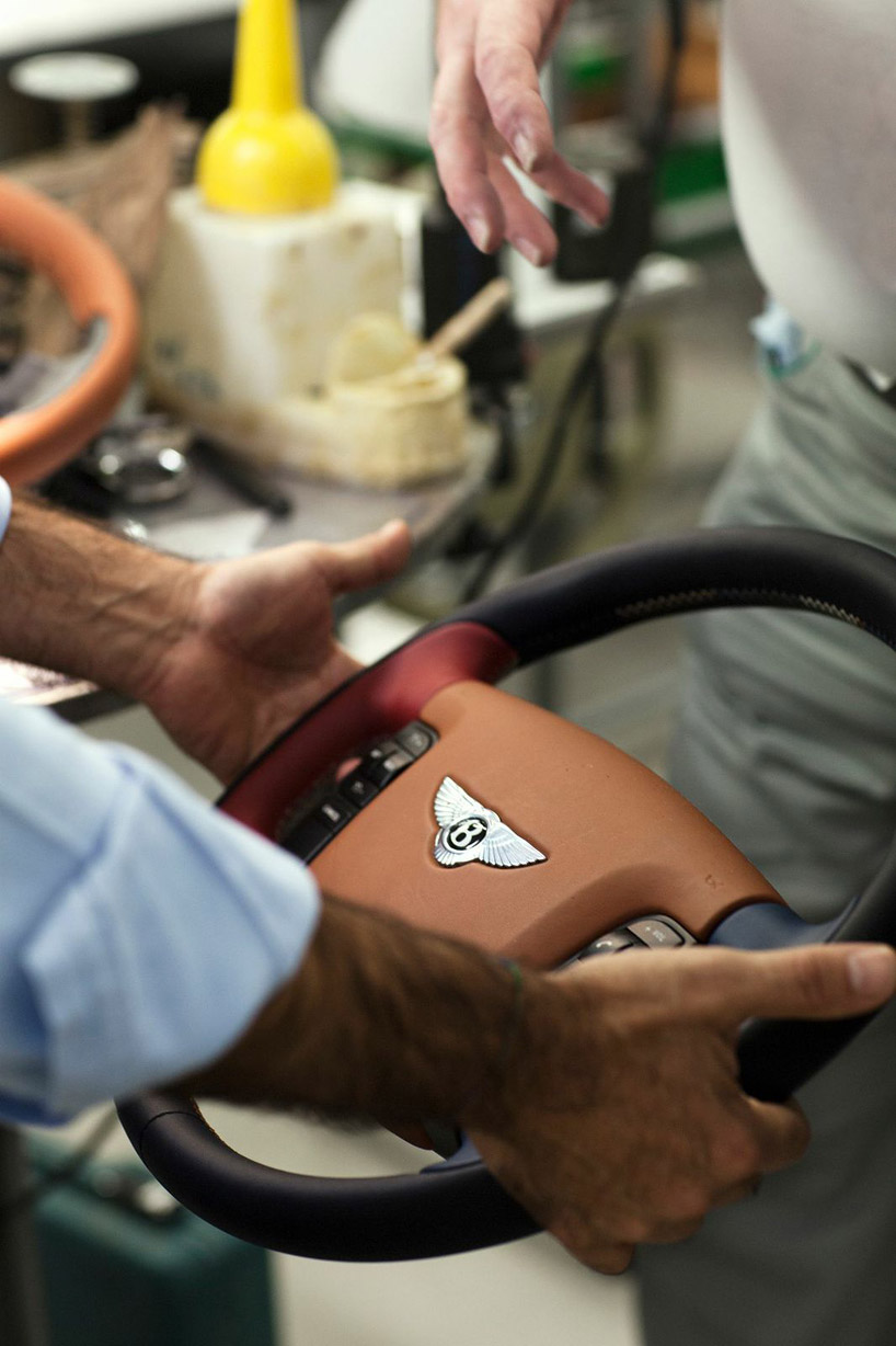 massimo uberti sculpts with neon light for bentley elements