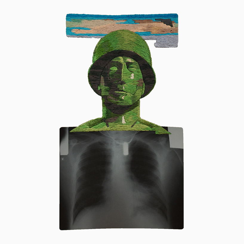 matthew cox embroiders x-rays for thread into plastic