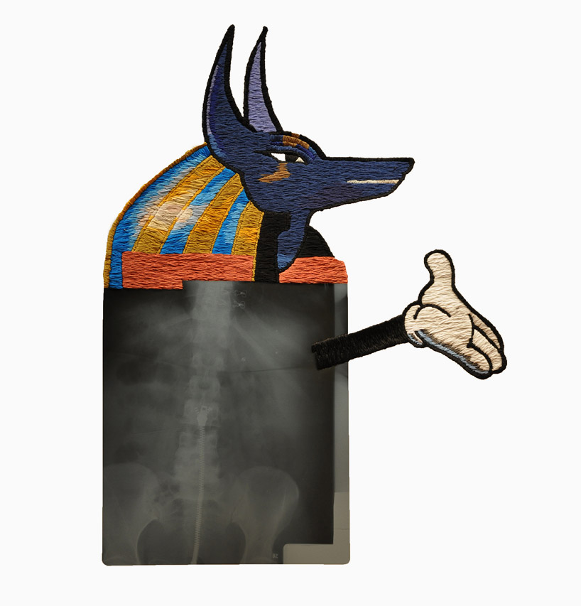 matthew cox embroiders x-rays for thread into plastic