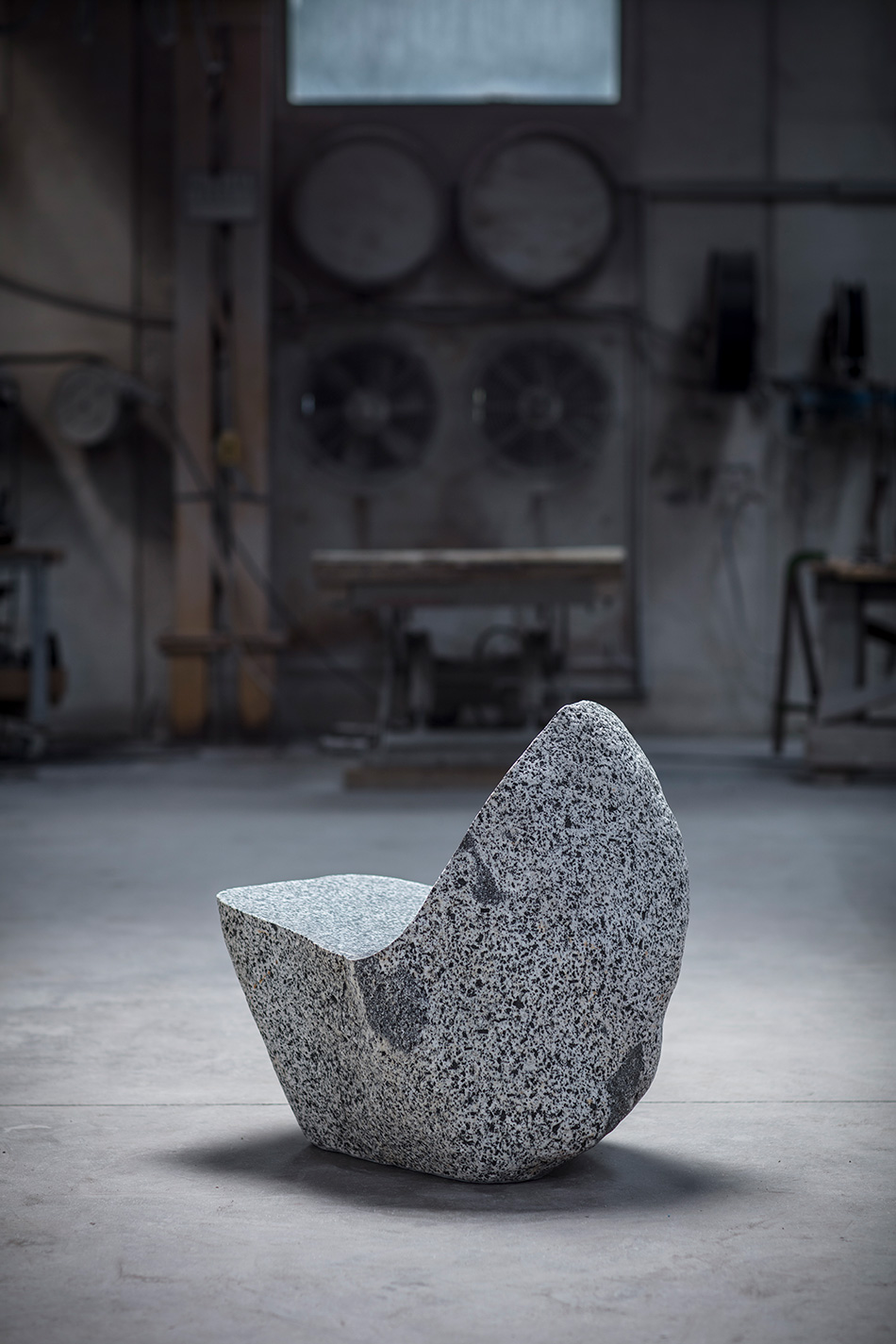 max lamb sculpts stone 'boulders' series for salon 94 design