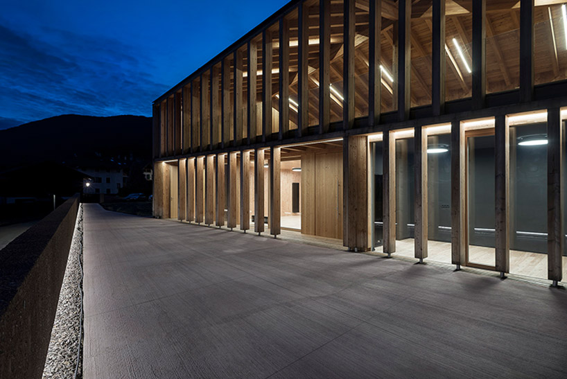 mirko franzoso architetto casa sociale caltron social house cles trentino italy designboom