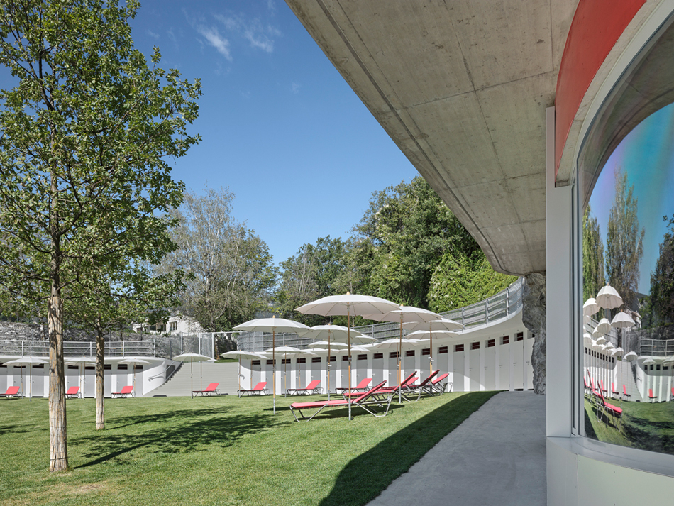 NAU architecture bains de geronde switzerland designboom