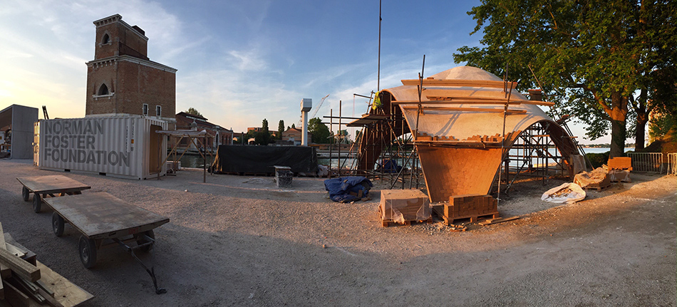 norman foster constructs droneport prototype at the venice architecture biennale designboom