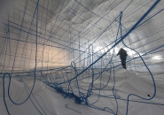numen/for use installs inhabitable string sculpture inside inflatable bubble