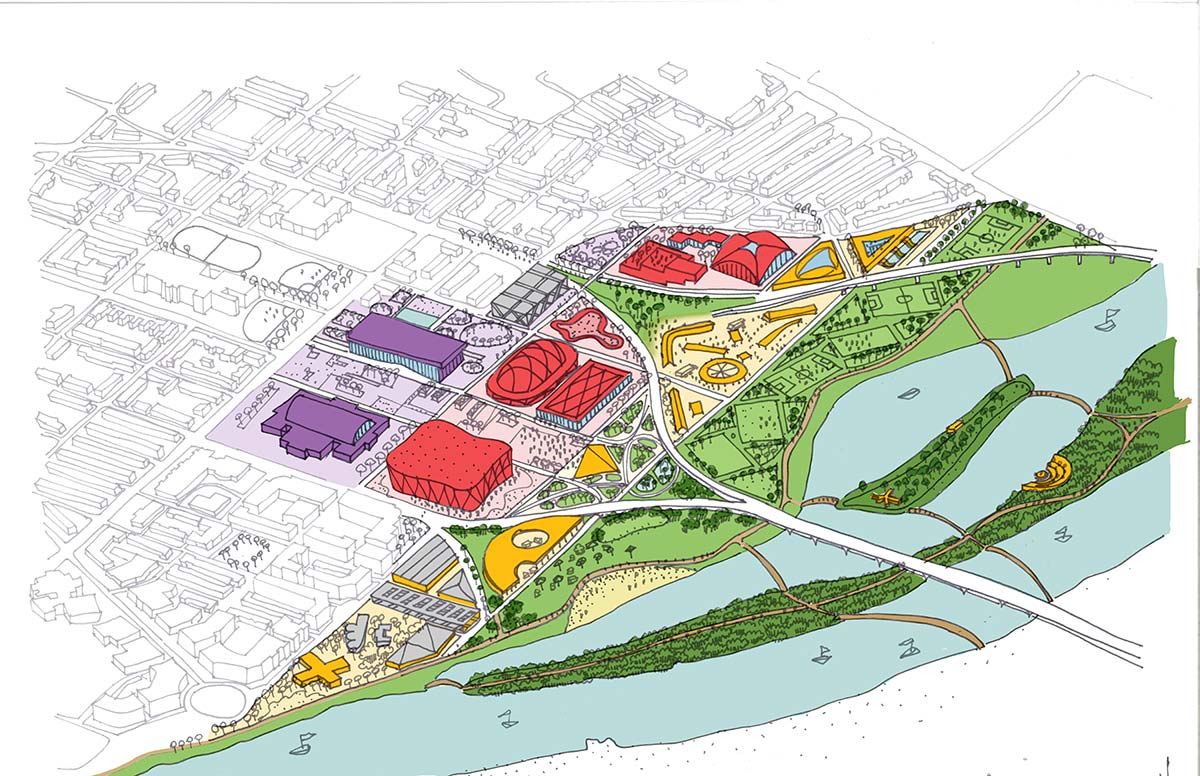 OMA rem koolhaas RFK stadium-armory campus masterplan concepts washington DC events designboom