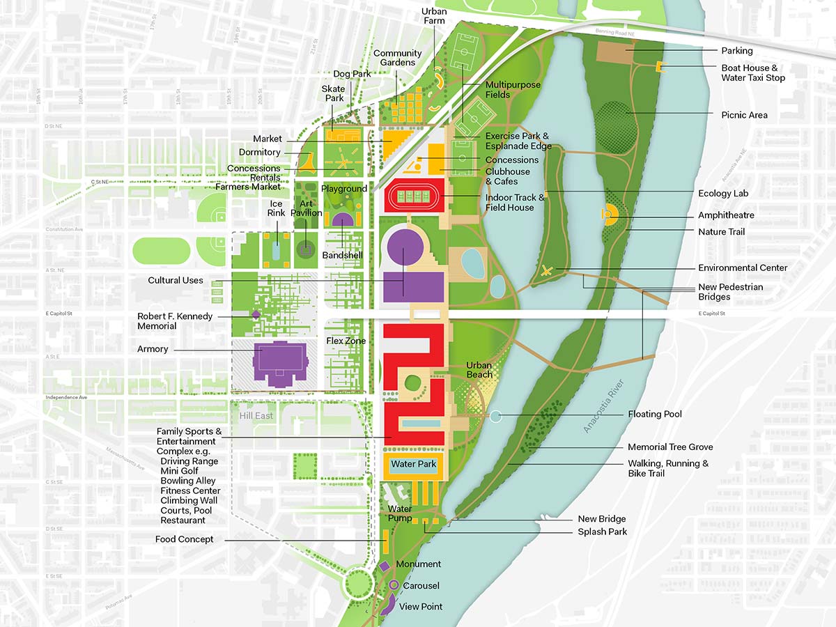 OMA rem koolhaas RFK stadium-armory campus masterplan concepts washington DC events designboom