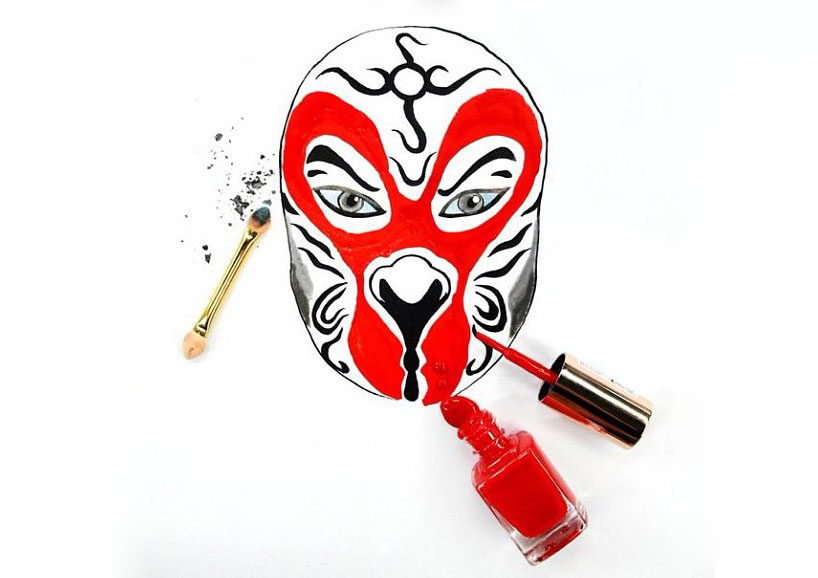 red hong yi renders chinese scenes out of makeup