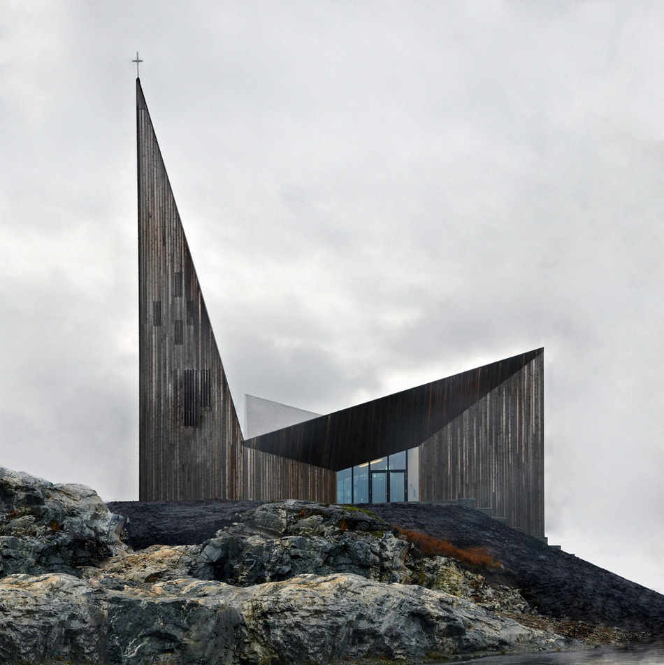 angular formed church of knarvik by reiulf ramstad opens in norway