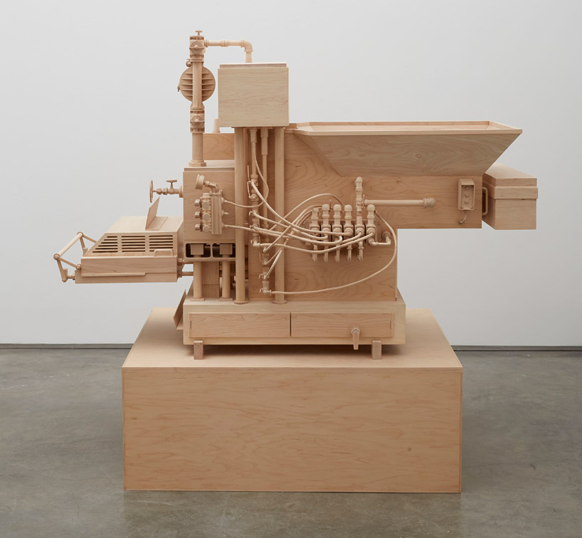 roxy paine carves life-sized airport security checkpoint from wood
