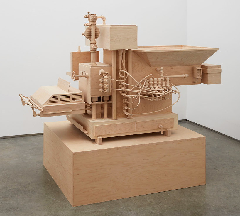 roxy paine carves life-sized airport security checkpoint from wood