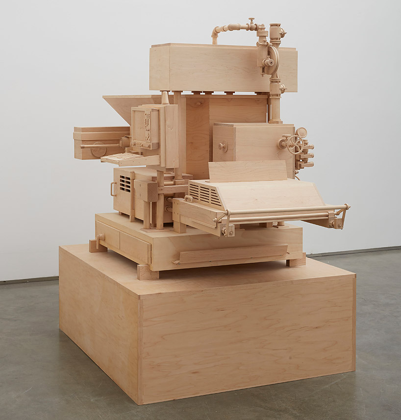 roxy paine carves life-sized airport security checkpoint from wood