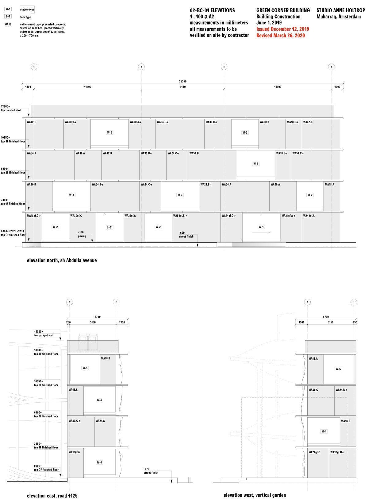 sand-casted concrete façade clads anne holtrop's green corner building in  bahrain