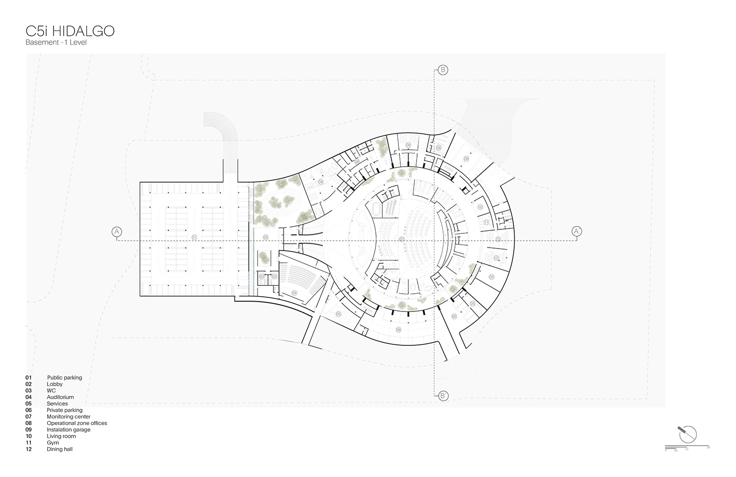 sordo madaleno arquitectos plans C5i hidalgo security center in mexico