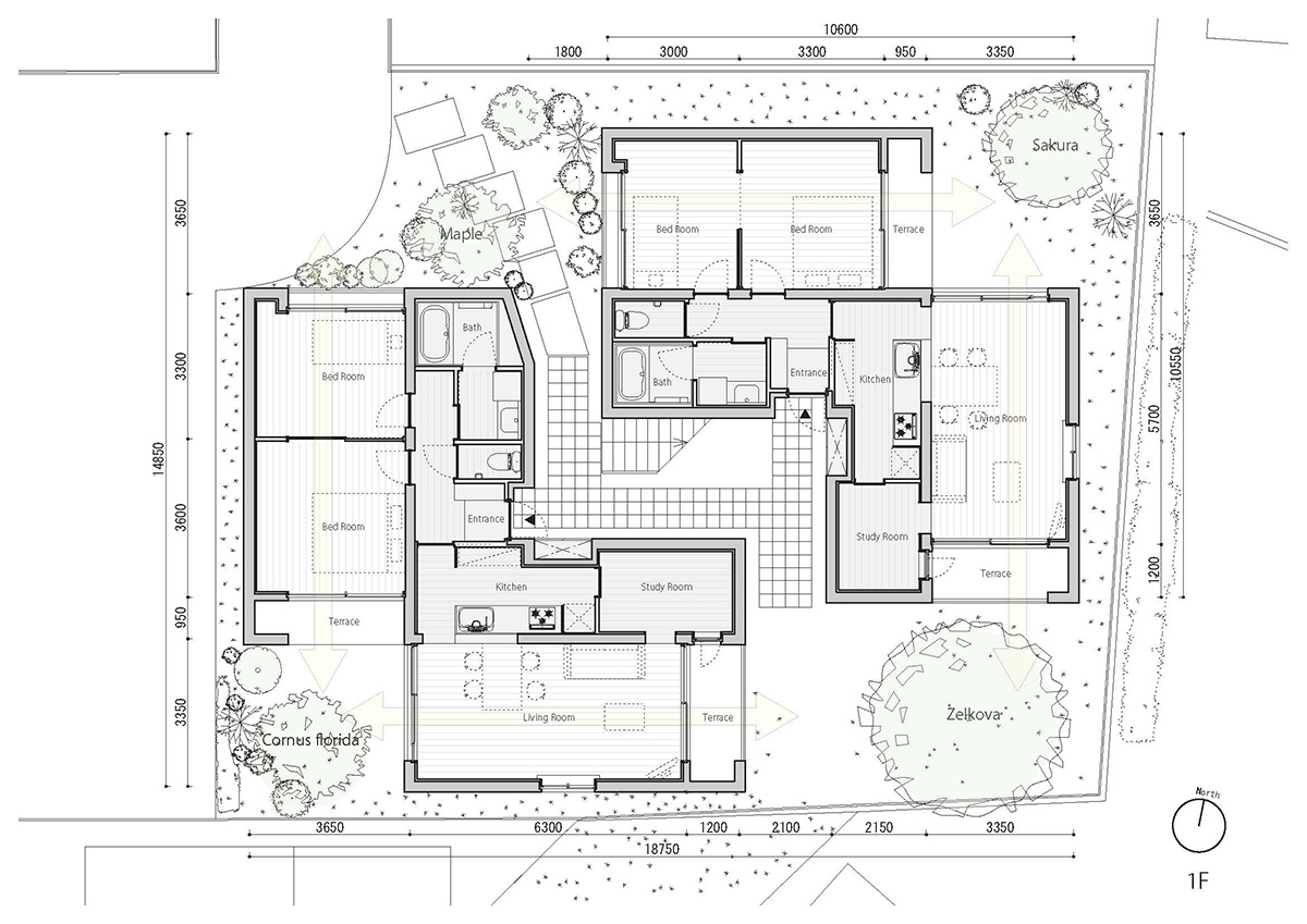 tailored design lab between trees residential complex fukuoka city japan designboom
