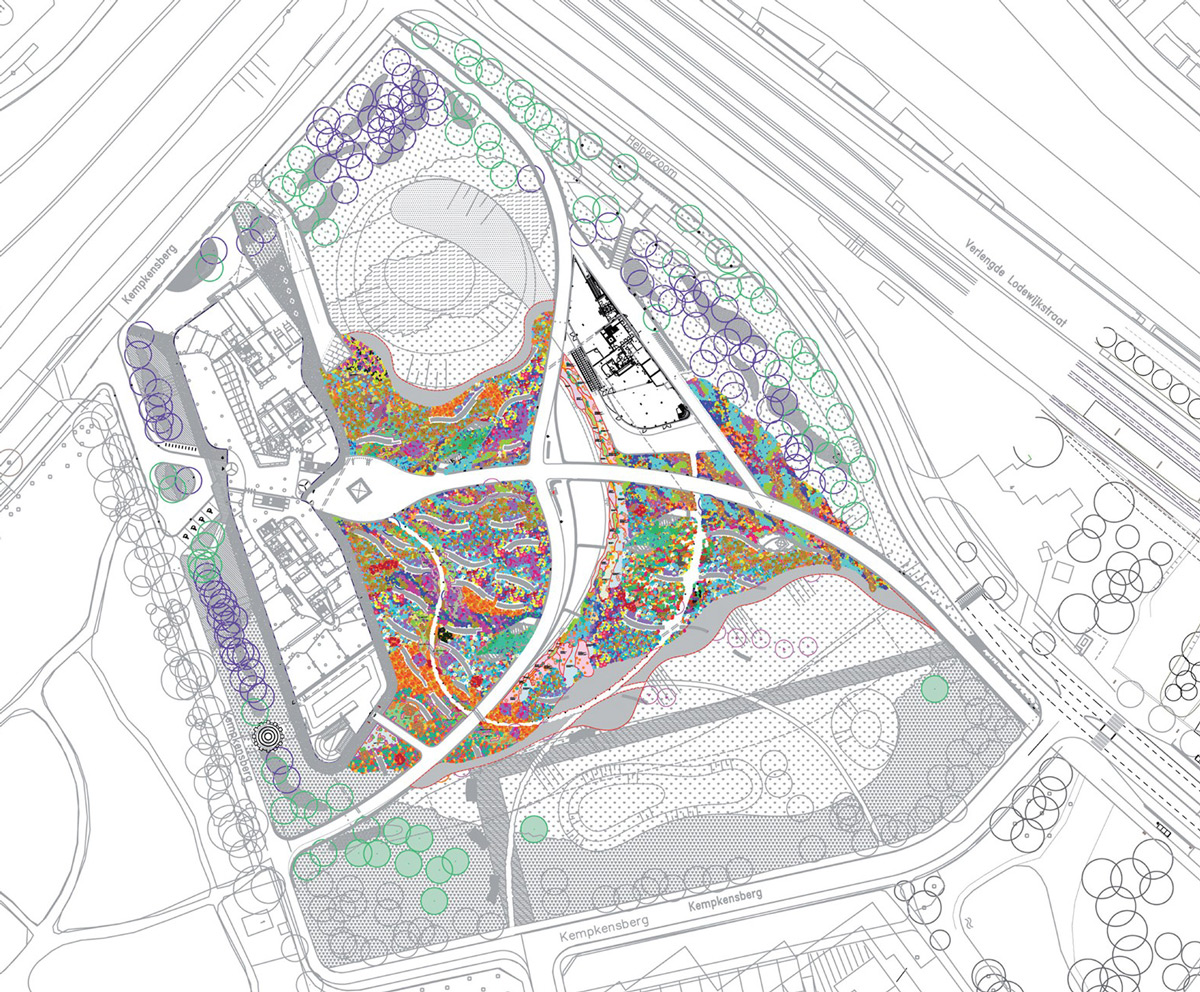 pavilion + underground parking by UNstudio in city garden, groningen