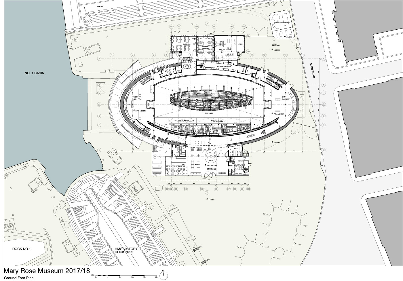 wilkinson eyre architects\' mary rose museum evokes shape of ship hull