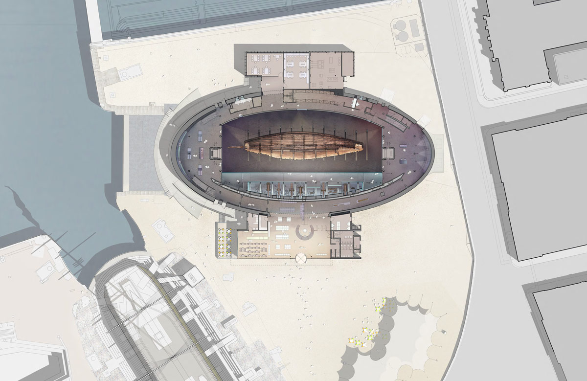 wilkinson eyre architects\' mary rose museum evokes shape of ship hull