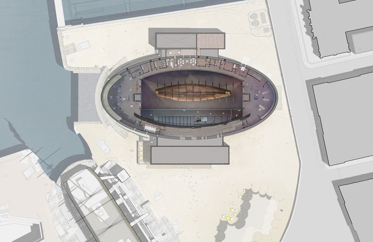 wilkinson eyre architects\' mary rose museum evokes shape of ship hull