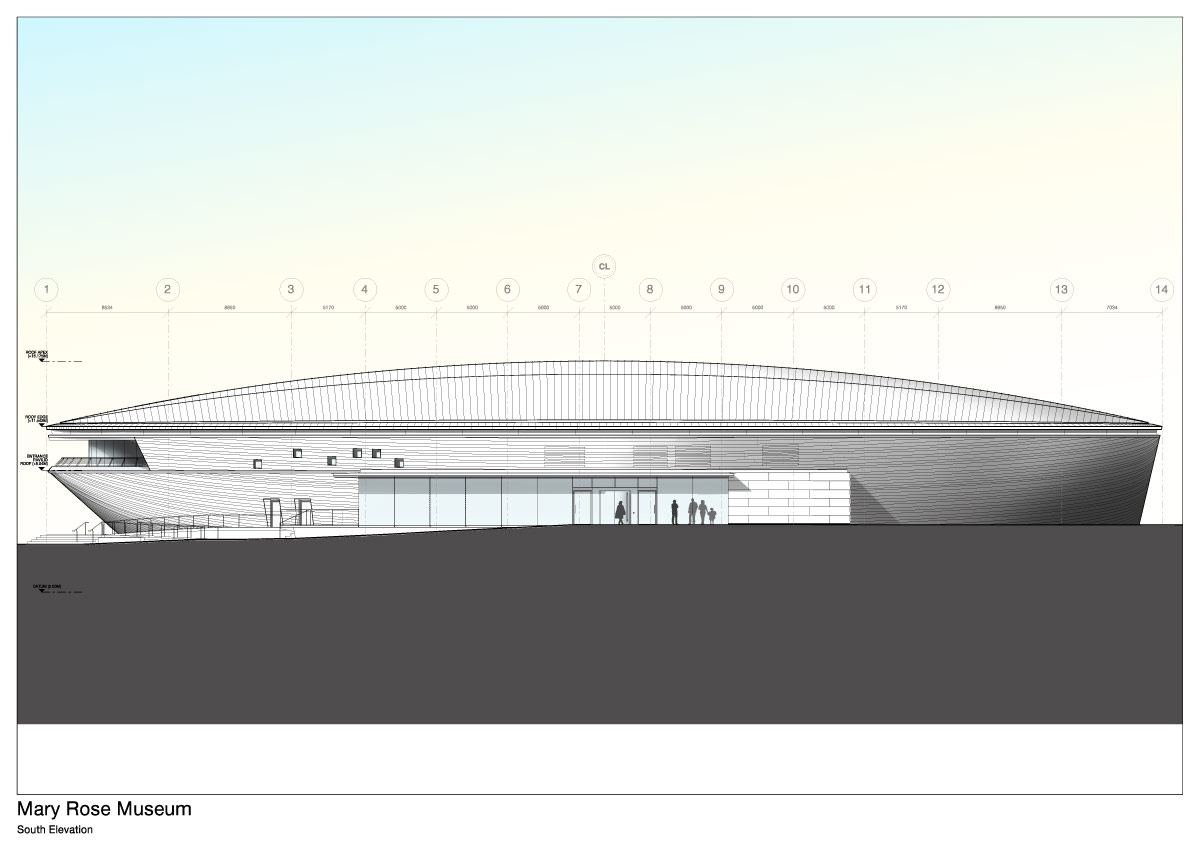 wilkinson eyre architects\' mary rose museum evokes shape of ship hull