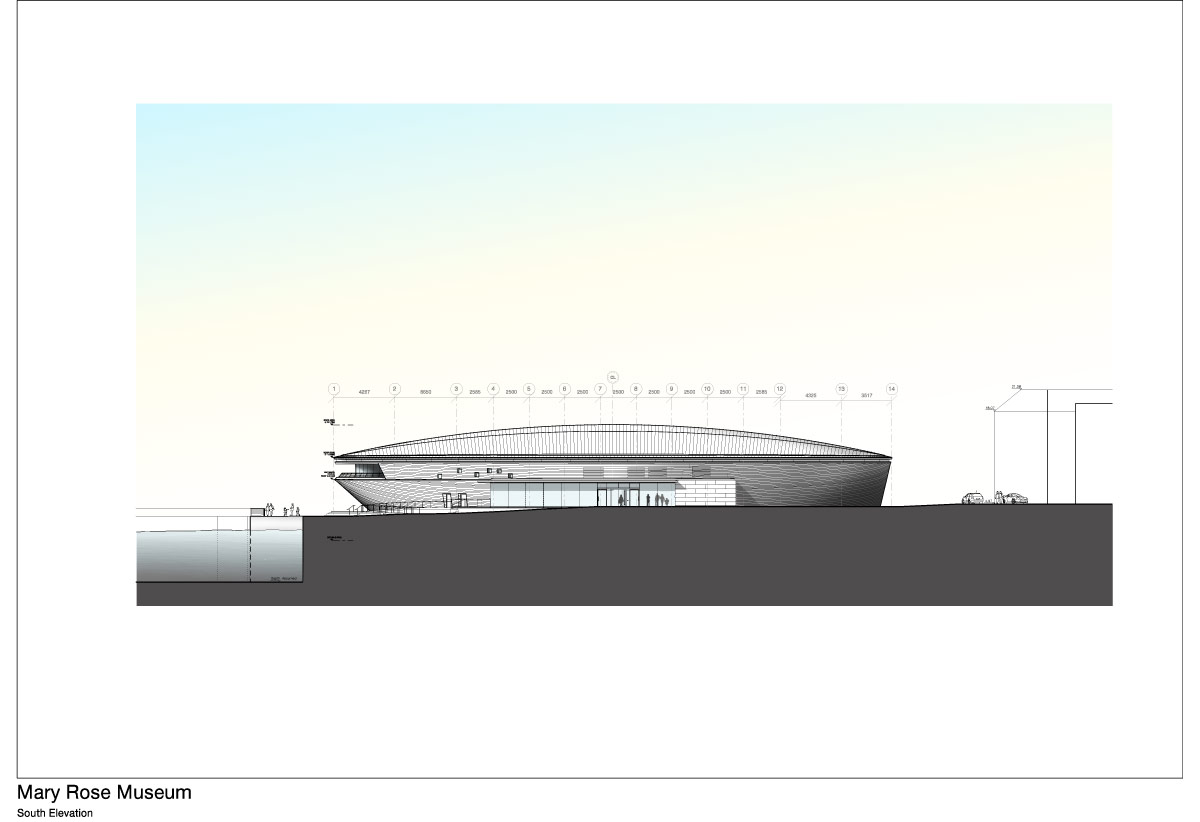 wilkinson eyre architects\' mary rose museum evokes shape of ship hull