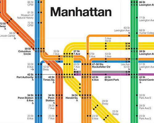 NYC subway diagram 2008 by massimo vignelli for men's vogue