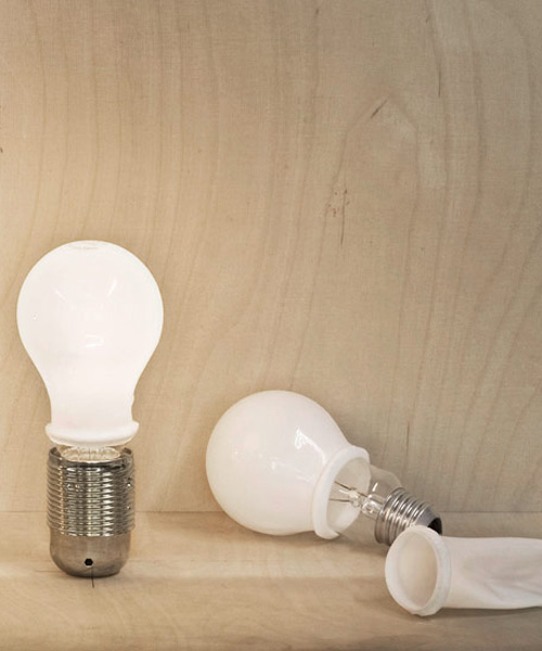 ingo maurer responds to EU's frosted lightbulb guidelines with euro condom