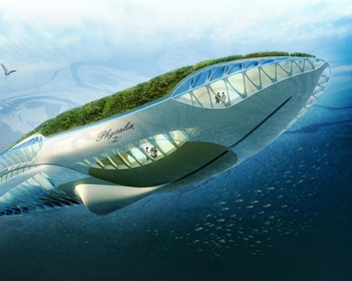 vincent callebaut's 'physalia' amphibious garden to clean waterways