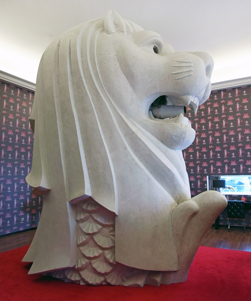 tatzu nishi opens the merlion hotel installation in singapore