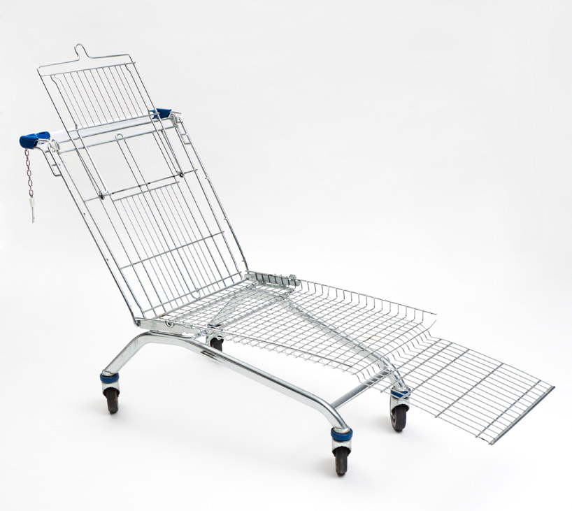 mike bouchet transforms shopping cart into lounger