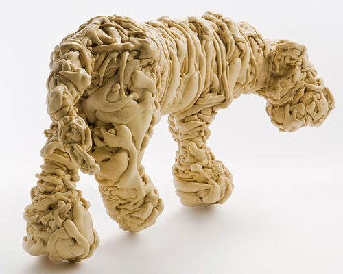 kohei nawa's swell sculptures are layered with heavy coats of foamed polyurethane