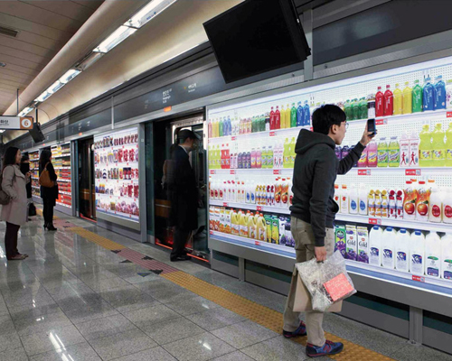 tesco virtual supermarket in a subway station