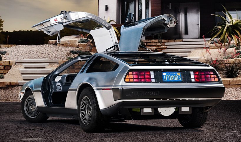electric dolorean goes back to the future