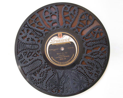 burn carved vintage records by scott marr
