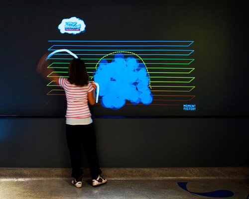moment factory: interactive musical wall for saint justine hospital