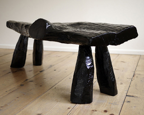max lamb crafts urushi lacquer bench + stool from cleft chestnut found in london's springfield park