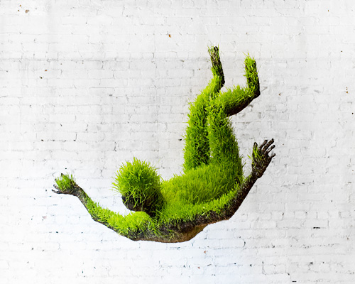 mathilde roussel: hanging living grass sculptures
