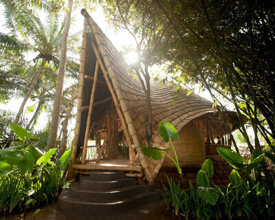bamboo houses shape ibuku's green village community in indonesia