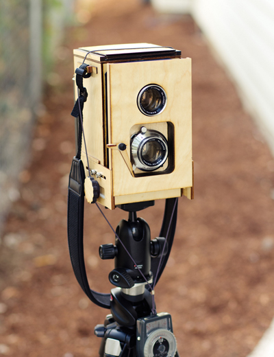 wooden TLR polaroid camera by kevin kadooka