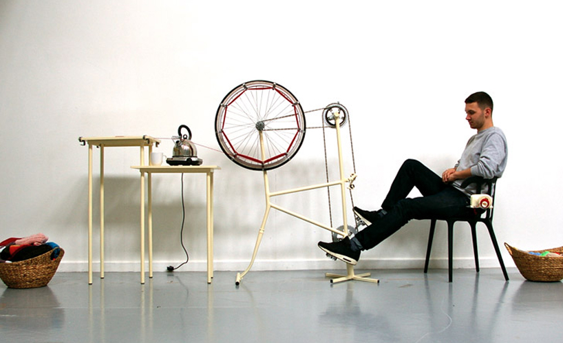 pedal powered un knitting machine by imogen hedges