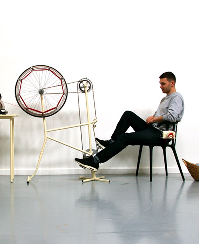 pedal powered un knitting machine by imogen hedges