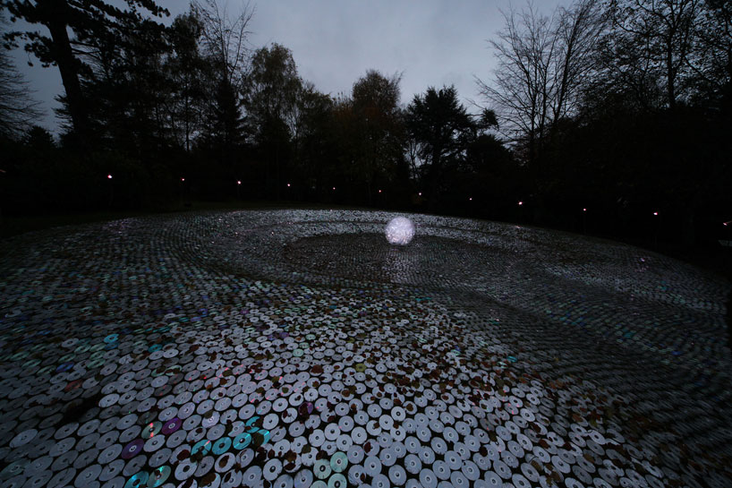 large scale CD installation at waddesdon gardens by bruce munro