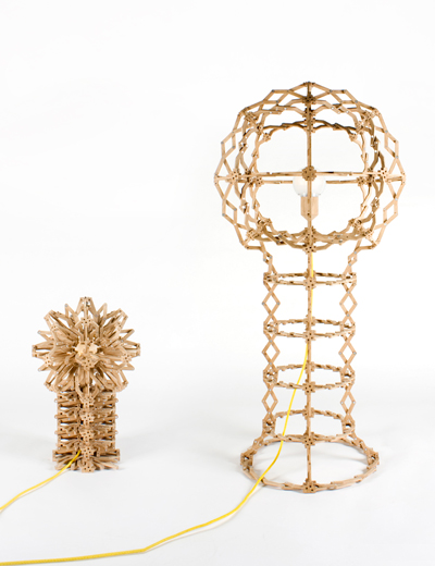 expanding lamp by erik stehmann based on hoberman sphere principles