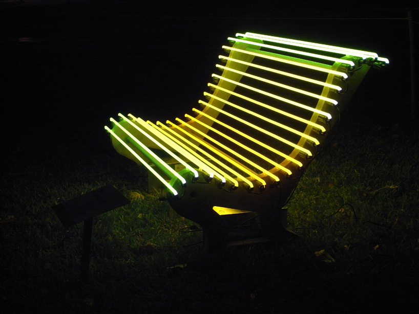illuminated benches by ivan navarro and courtney smith