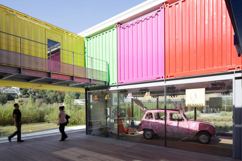 renault shipping container pavilion on l'ile seguin, paris