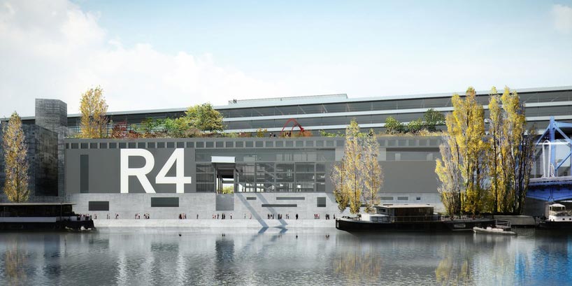 jean nouvel: R4 plastic and visual arts portal on ile seguin, paris